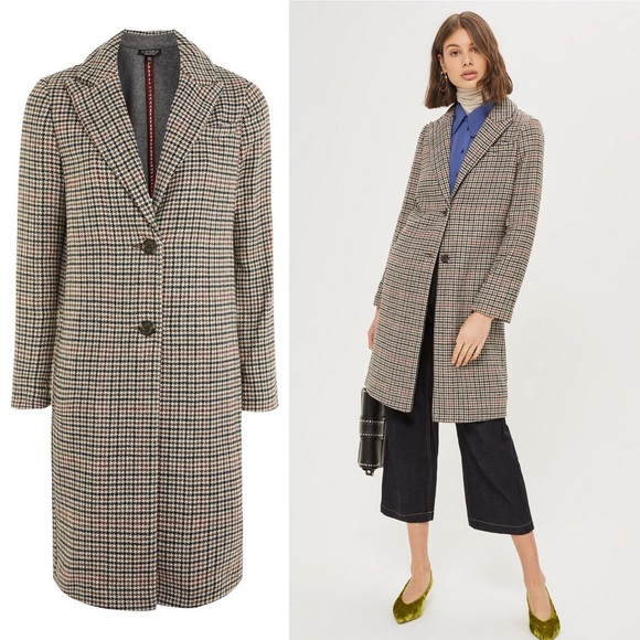 NWT ➡️ TOPSHOP BONDED HERITAGE CHECKED COAT - Picture 2 of 8